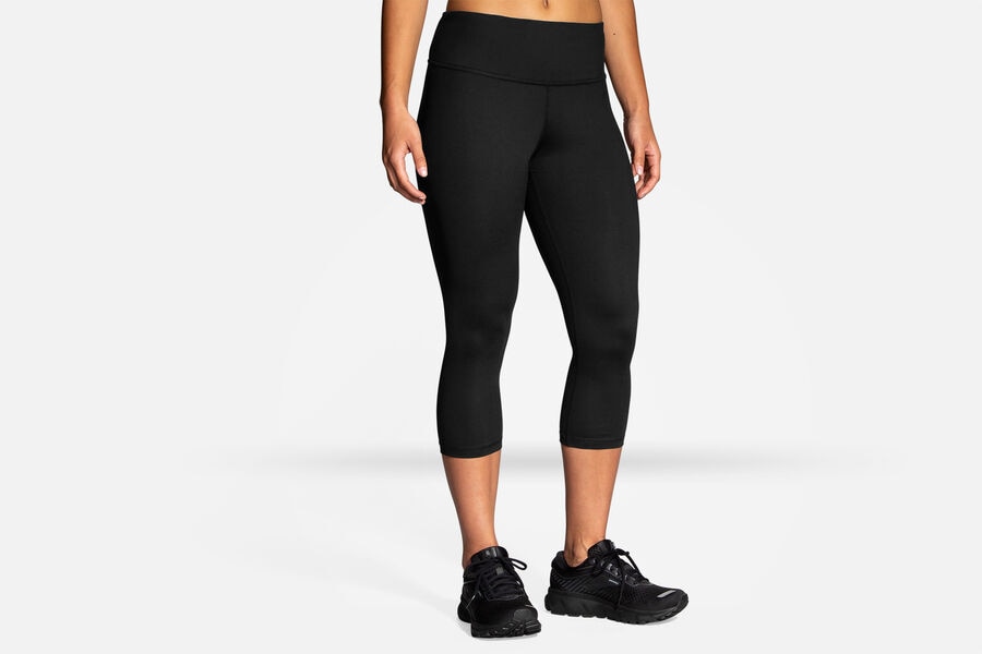 Womens Brooks Greenlight Essential Capri Bottoms Black | 574238-TBK